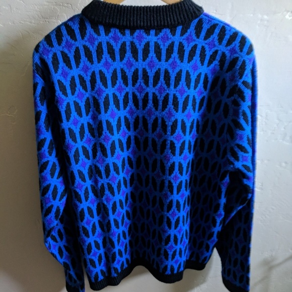Vintage diamond pattern wool sweater - Picture 3 of 4
